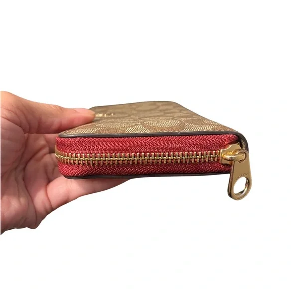 Coach Red/Wine Signature Coates Canvas Zip Wallet - Picture 9 of 13